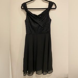 •2/$35• NWOT Black Lace & Chiffon A-Line Dress Off-The-Shoulder